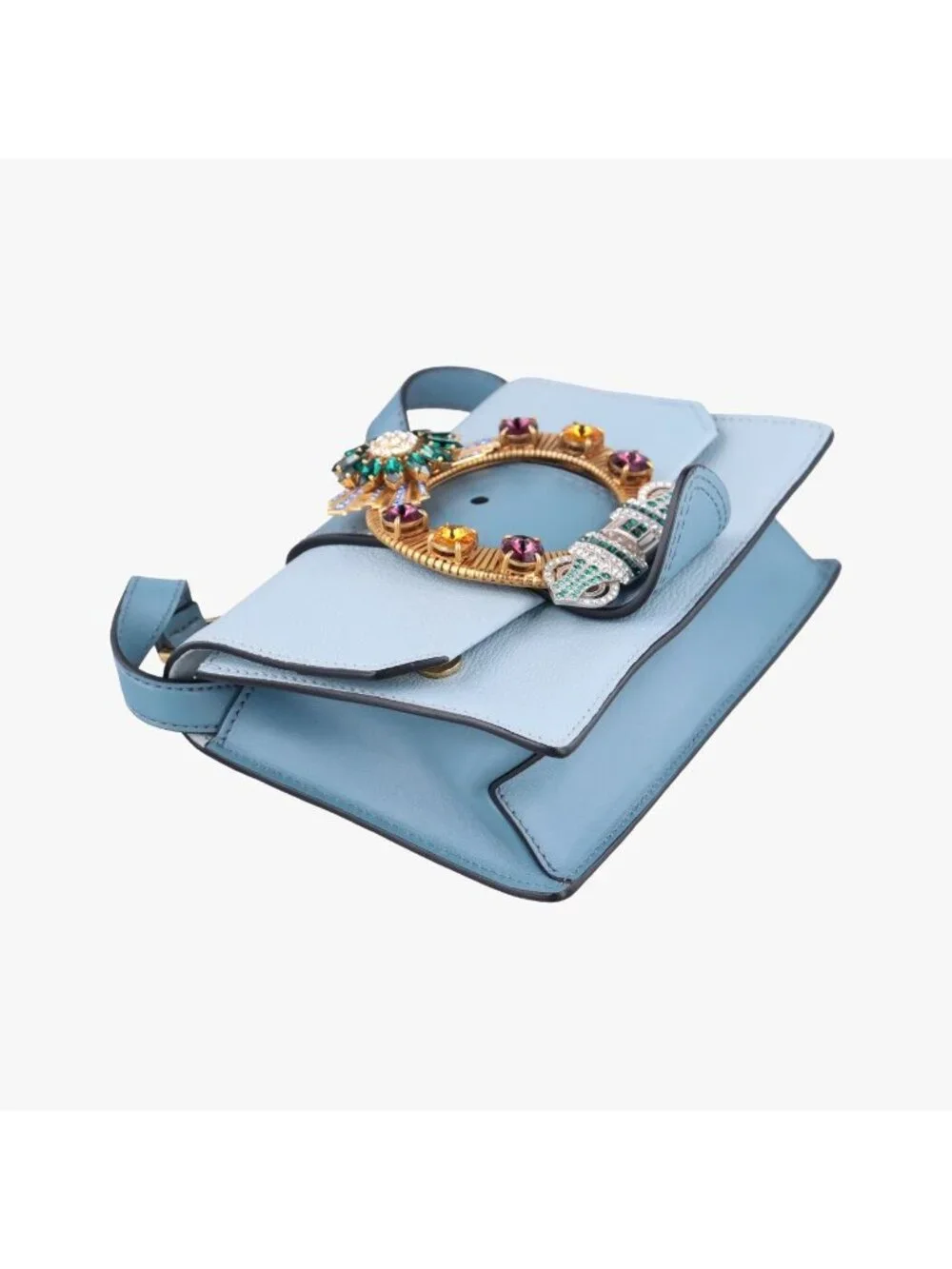 Miu Miu Blue Multicolor Leather Shoulder Bag